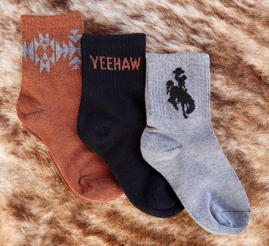 Mini Cowboy Socks *3 PACK* (Matching ADULT packs now available too!)